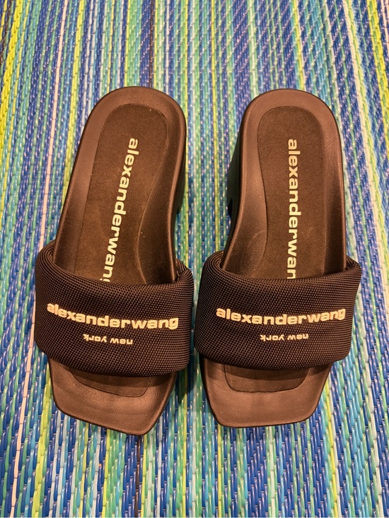 Alexander Wang Shoes - Alexander Wang Black Slide Sandals with White Logo